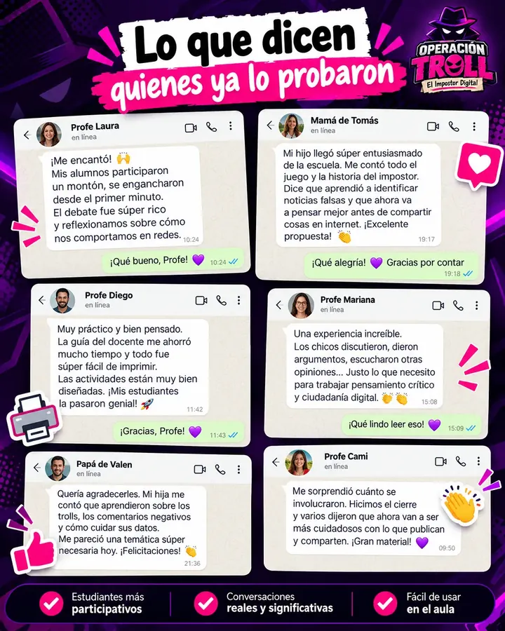 Mockup de testimonios